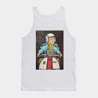 Retro Scooter, Classic Scooter, Scooterist, Scootering, Scooter Rider, Mod Art Tank Top